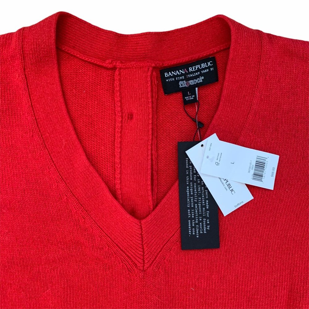 Banana Republic Filpucci Button Back Wool V Neck S - Picture 3 of 7